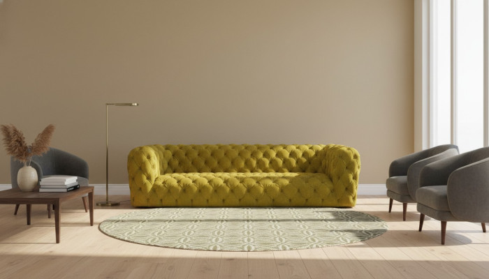 Gelbe Chesterfield Couch Viersitzer xxl big sofa gemütliche couchen weich neu