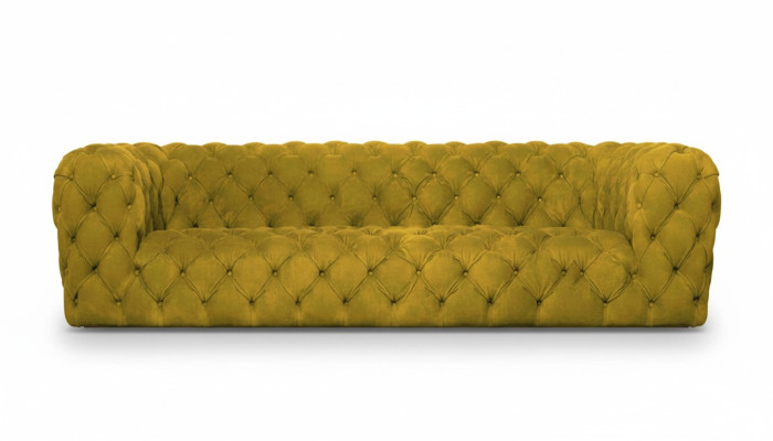 Gelbe Chesterfield Couch Viersitzer xxl big sofa gemütliche couchen weich neu