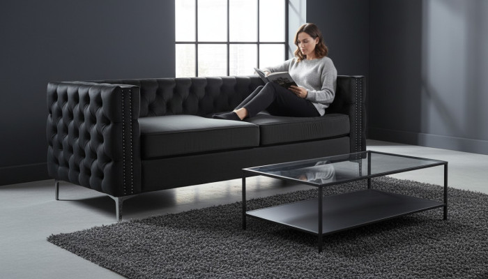 schwarze chesterfield couch luxus samt stoff couchen sofa set sofas polster neu