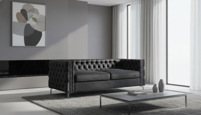 schwarze chesterfield couch luxus samt stoff couchen sofa set sofas polster neu