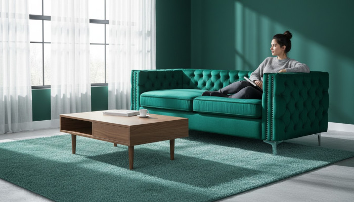 grüne chesterfield couch luxus samt stoff couchen sofa set knöpfe polster neu