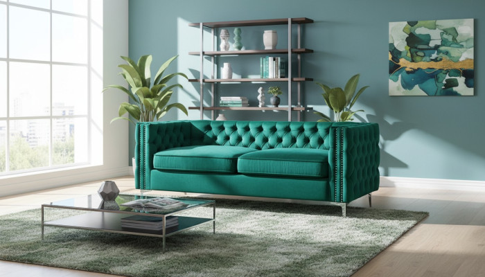 grüne chesterfield couch luxus samt stoff couchen sofa set knöpfe polster neu