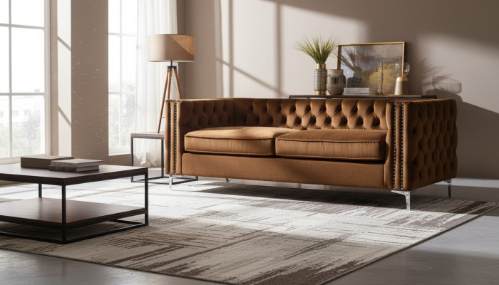 orange chesterfield couch luxus samt stoff couchen sofa set knöpfe polster neu