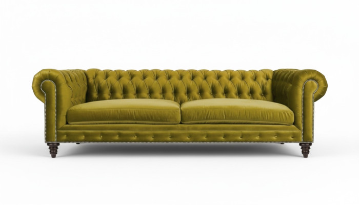 Gelbe Wohnzimmer Modern Chesterfield Dreisitzer Kreative Möbel Textil Stoff xxl