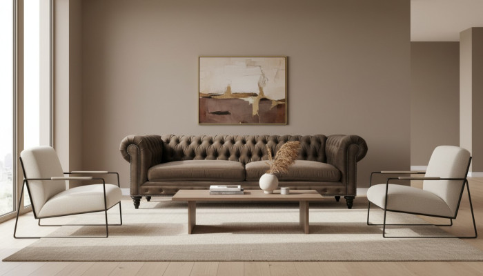 Chesterfield Braun Neu Wohnzimmer Modern Dreisitzer Kreative Möbel Textil Stoff