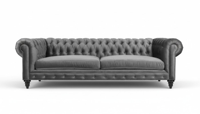 Dreisitzer Chesterfield Kreative Möbel Textil Stoff Grau Neu Wohnzimmer Modern