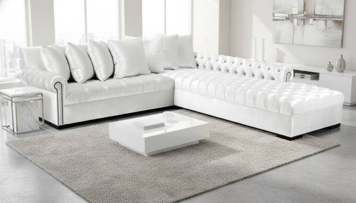 Weiße Ecksofa Sofa Stoff Chesterfield Design Couchen Polster Sofas Luxus Möbel