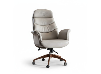 Bürostuhl Beige Leder Edelstahl Arbeitszimmer Büro Möbel Luxus Einrichtung Neu