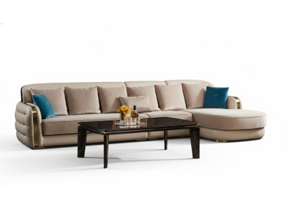 Rohová sedací souprava z kůže Beige Luxus Wohnlandschaft Couch Corner Suite Sofas nábytek Design
