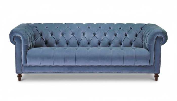 Hellblau Dreisitzer Stoff Chesterfield Design Couchen Polster Sofas Original Neu