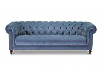 Hellblau Dreisitzer Stoff Chesterfield Design Couchen Polster Sofas Original Neu
