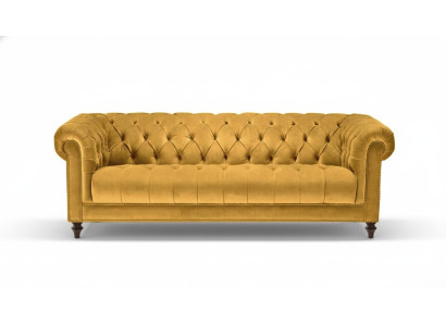 Gelb Dreisitzer Stoff Wohnzimmer Design Couchen Polster Sofa Sofas Chesterfield