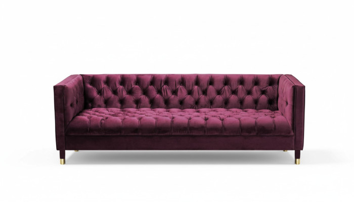 Burgund třísedák látková obývací souprava design pohovka polštářová sofa Chesterfield nová.