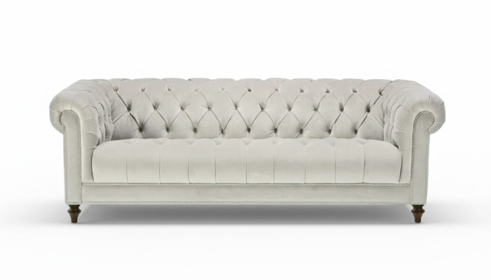 Silber Dreisitzer Stoff Design Couchen Polster Sofas Original Chesterfield Neu