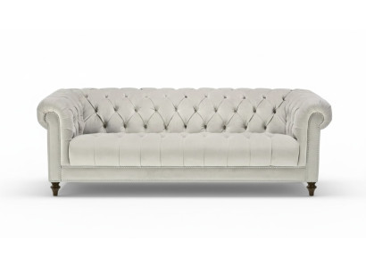 Silber Dreisitzer Stoff Design Couchen Polster Sofas Original Chesterfield Neu
