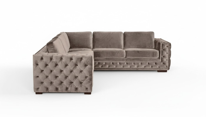 Chesterfield pohovka luxusní samet látka pohovky sedací souprava knoflíky čalounění nová béžová.