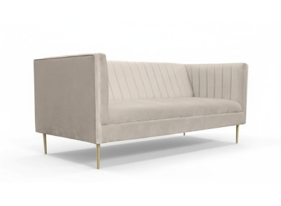 Italský nábytek třímístná moderní designová pohovka textilní látka samet béžová.