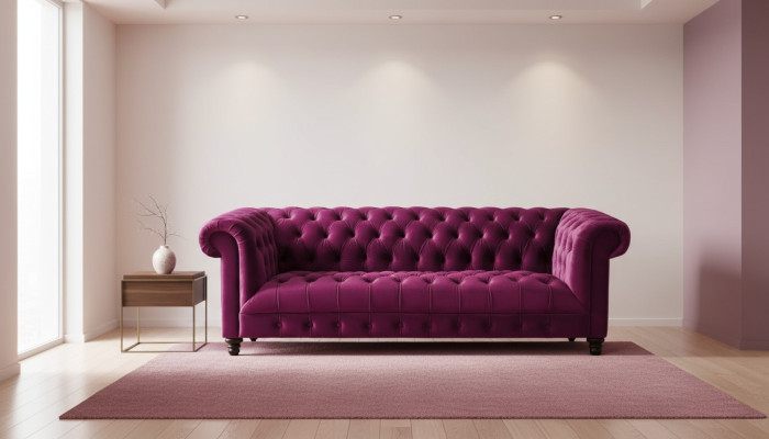 Pink Dreisitzer Stoff Chesterfield Design Couchen Polster Sofas Orignal Neu