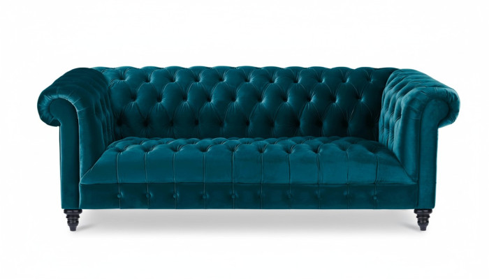Chesterfield Turkis Samt Couch Luxus Polster Möbel Sofa mit Knöpfen Dreisitzer
