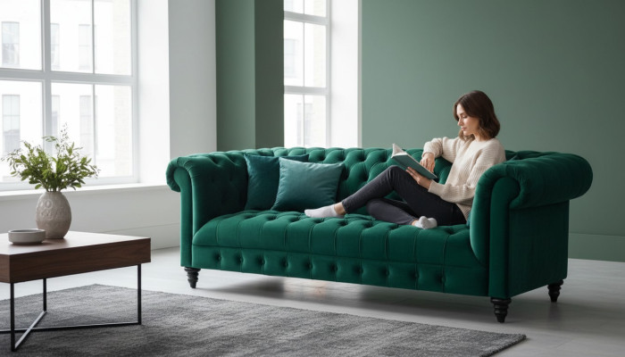 Chesterfield Turkis Couch Luxus Polster Möbel Sofa mit Knöpfen Dreisitzer Samt