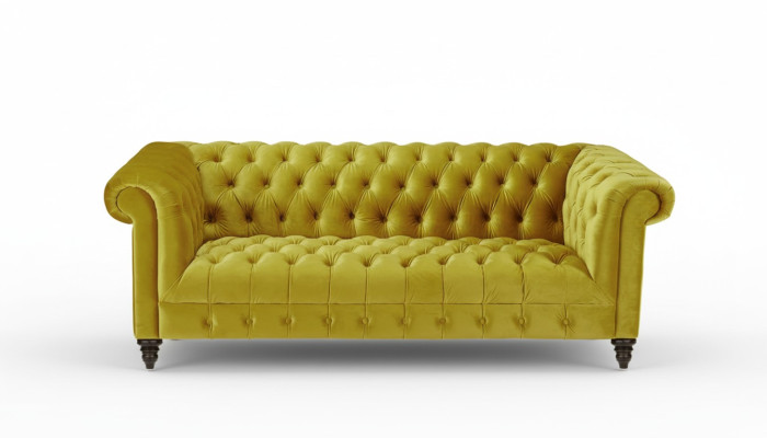 Gelb Dreisitzer Chesterfield Modern Design Couchen Stoff Sofa Neu Original Möbel