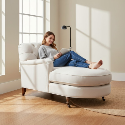 Beige Chaiselongue Chesterfield Möbel Liege Wohnzimmer Moderne