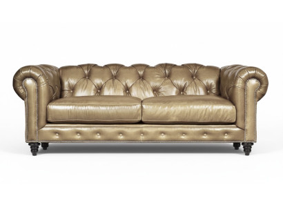 Hellbraun Dreisitzer Leder Chesterfield Wohnzimmer Design Sofa Chesterfield Neu