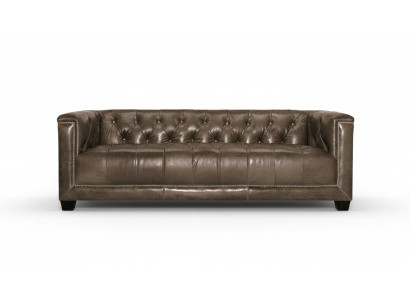 Braun Dreisitzer Leder Chesterfield Wohnzimmer Modern Design Couchen Sofa Neu