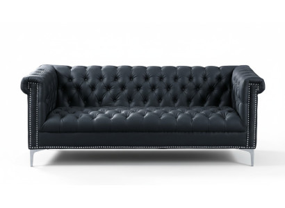 Schwarz Dreisitzer Chesterfield Modern Design Couchen Leder Sofa Designer Möbel