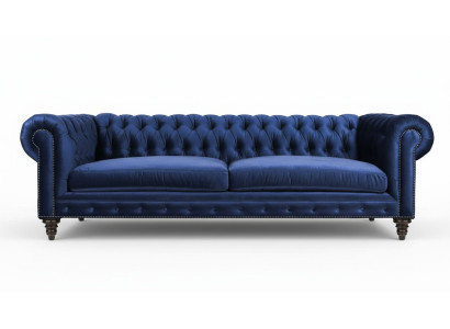 Blau Chesterfield Dreisitzer Modern Design Couchen Sofa Möbel Stoff Sofas Neu