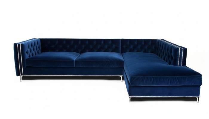 Ecksofa Blau Wohnlandschaft xxl Möbel Design Couch Eckgarnitur Polster big Chesterfield
