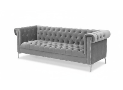 Grau Chesterfield Dreisitzer Stoff Wohnzimmer Design Couchen Polster Sofas Neu