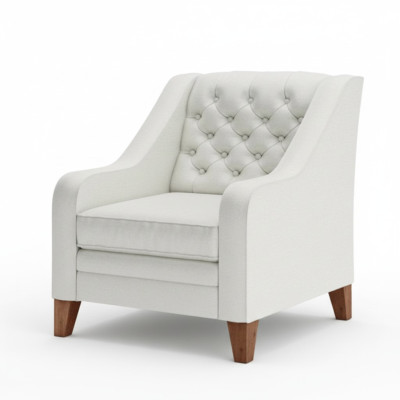 Křeslo textilní látkový bílý kreativní nábytek nový obývací pokoj moderní Chesterfield