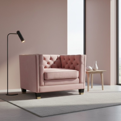 Křeslo Chesterfield textil lila kreativní nábytek nový moderní obývací pokoj