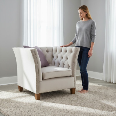 Sessel Textil Stoff Hell Grau Kreative Möbel Neu Wohnzimmer Modern