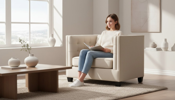 Sessel Modern Chesterfield Textil Stoff Weiß Kreative Loft Möbel Neu Wohnzimmer