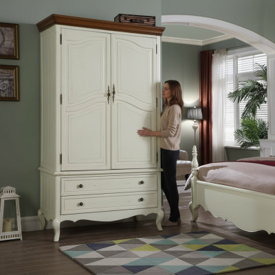 Landhaus Stil Kleiderschrank Design Möbel Schränke Schlafzimmer Weiß Schrank Neu