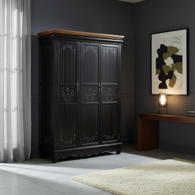 Kleiderschrank Antik Stil Schränke Schwarz Landhaus Möbel Schlafzimmer Schrank