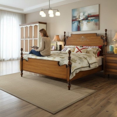 Design Schlafzimmer 3tlg Bett 2x Nachttisch Amerikanische Luxus Betten Set Möbel