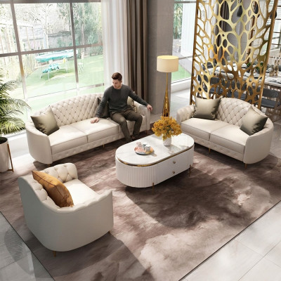 Sofa set 3+2+1 sedadel Design Sofa Polštáře Pohovky Moderní kožená pohovka