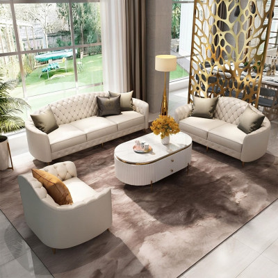 Sofa set 3+2+1 sedadel Design Sofa Polštáře Pohovky Moderní kožená pohovka