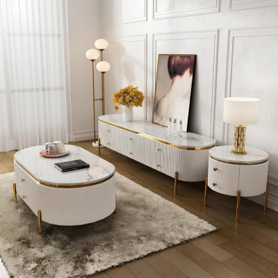 Wohnzimmermöbel Set Designer Wohnzimmer Sideboard Couchtisch Beistelltisch 3tlg.