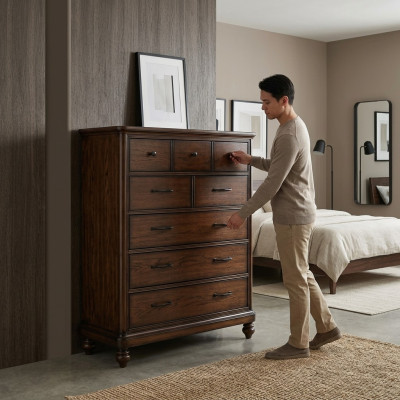 Landhaus Stil Möbel Hoch Kommode Schrank Designer Schränke Braun Sideboard Neu
