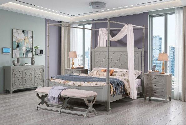 Ložnice Kompletní set venkovský styl Moderní postel Noční stolek 5dílný. Nový