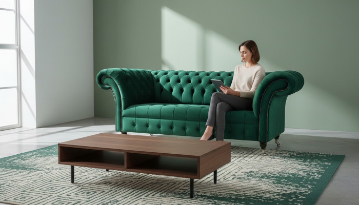 Chesterfield Grüne 2 Sitzer Couch Polster Sofas Couchen Design Sofa Club Textil
