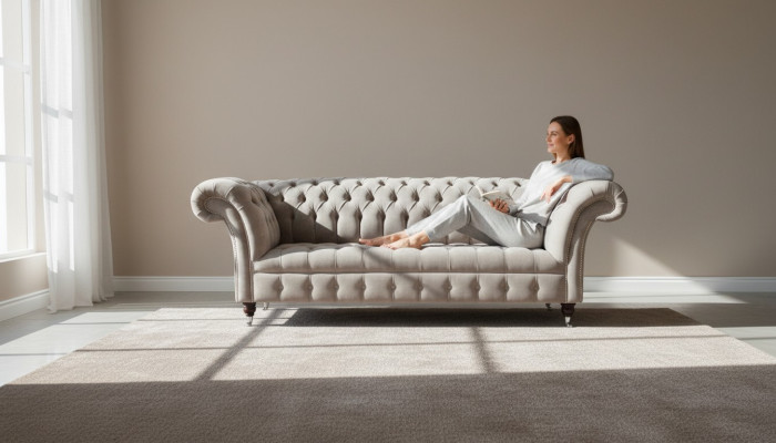 Sofa 3 Sitzer Wohnlandschaft Sofas Polster Garnitur Stoff Chesterfield