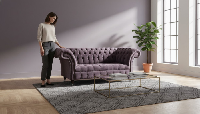 Chesterfield Sofa Couch Polster Sofas Klassischer 2 Sitz Sitz Samt Zweisitzer