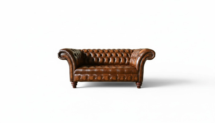Design Chesterfield Sofa 2 Sitzer Braun Couch Polster Sofas Wohnzimmer Sofa Neu
