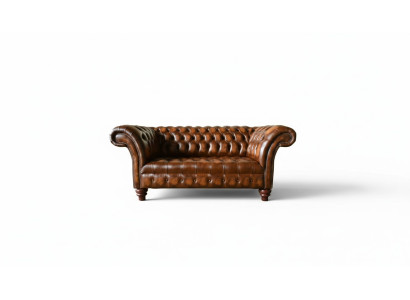 Design Chesterfield Sofa 2 Sitzer Braun Couch Polster Sofas Wohnzimmer Sofa Neu