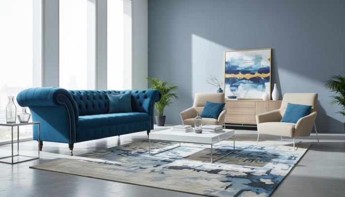 Chesterfield Sofa Sitzer Couch Modern Polster Sitz Garnitur Textil